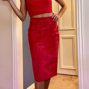 Vintage Cherry Red Leather Skirt